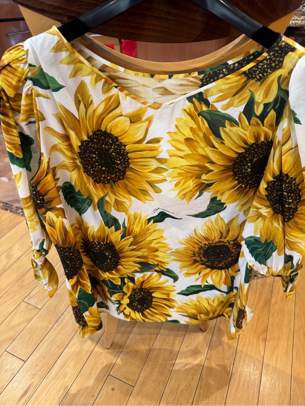 Dolce & Gabbana Sunflower Print Tunic - White, Yellow, Green